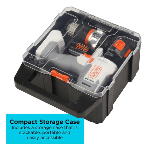 Matrix 20V Max Drill Kit With Adjustable Clutch And Variable Speed Trigger For Screwdriving Torque Settings And Durable Storage Case