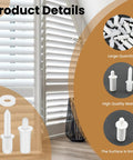 Complete 220 Piece Plantation Shutter Repair Toolkit Featuring Durable Steel Pins Bulk Louvers Staples Precision Washers And Heavy Springs For No Sweat Home Fixes, showing white plastic pins and washers.