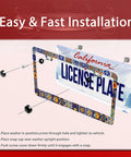 Mexican Tiles Mandala Boho License Plate Frame For Cars Stainless Steel Universal Personalize Your Ride installation diagram