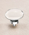 8 Pack Polished Chrome Crystal Glass Cabinet Knobs Oval Drawer Pulls for Dresser Drawers Kitchen Cupboard Wardrobe and Bathroom Cabinets