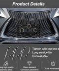 Universal Front License Plate Bracket For SUV And Truck, stainless steel frame with mounting kit, displayed on car grille