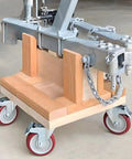 Bad Boy Heavy Duty 5 Inch Swivel Stem Casters 900 Lbs Capacity, mounted on wooden dolly with dual safety locks.