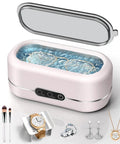 Upgraded 48KHz Ultrasonic Jewelry Cleaner Machine With 304 Stainless Steel Tank for Rings, Necklaces, Eyeglasses in Pink Finish