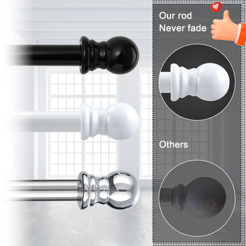 Comparison of 1 Inch Black Curtain Rods Beefy Heavy Duty Adjustable Splicing Curtain Rod With Brackets against others.