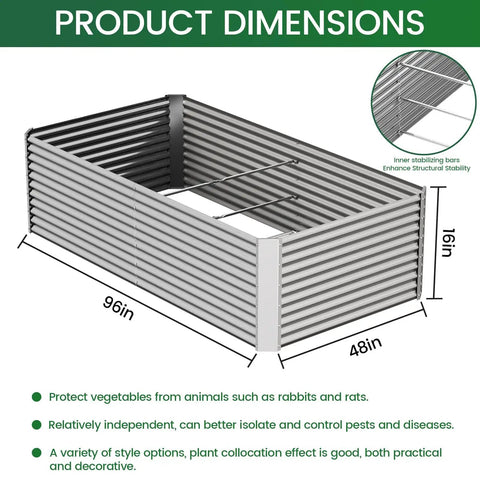 Two Pack Tall 8x4ft Galvanized Raised Garden Beds Outdoor Above Ground For Vegetables And Flowers Steel Raised Beds For Gardening With Deep 16 Inch Planting Space And Easy On The Back