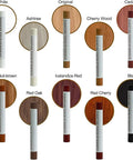 Ten colored furniture touch-up markers displayed, including white, original, cherry wood, cedar, and red oak hues.