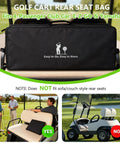 Golf Cart Storage Bag And Accessories For 2 Plus 2 Seats Heavy Duty Cargo Box With Strong Buckles And Adjustable Straps Fits Yamaha, Club Car, EZGO, Kandi And More No Drill Design Bag Only Weather Resistant on a golf cart
