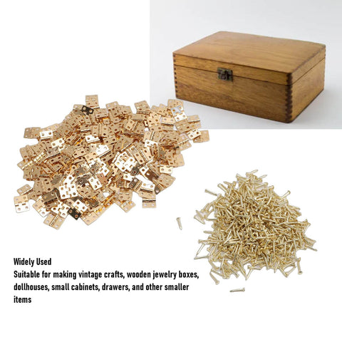 Brass Mini Hinge Set With 200 Pieces And 800 Screws For Jewelry Boxes, Dollhouses, Small Cabinets And Drawers, Durable Brass Construction, Your Go-To Complete Hardware Kit For Quick Easy Install Haofy