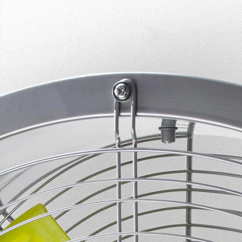 Close-up of Heavy Duty 20 Inch Industrial Electric Fan With Commercial Vertical Design showing metal frame and blade detail.