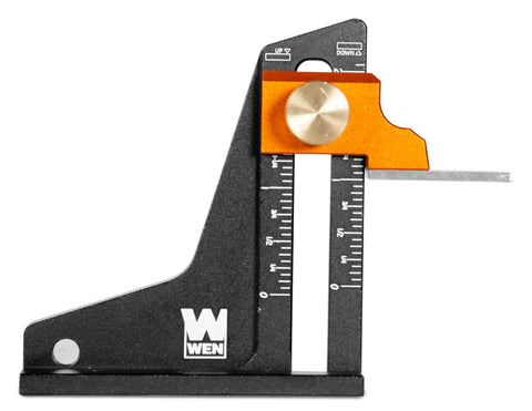 Professional Grade Two Inch Dual Scale Tool Setup And Height Gauge For Band Saws Table Saws Router Tables And Drill Presses with laser etched markings.