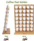 Bamboo K Cup Holder Storage Organizer Holds 35 Coffee Pods for Countertops in Coffee Bars Offices and Kitchens side and back view