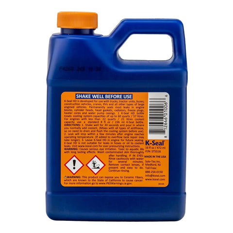 Side view of K Seal Heavy Duty Multi Purpose One Step Permanent Coolant Leak Repair Pour And Go No Flushing Required 16oz bottle