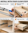 Beefy 72 Inch Heavy Duty Locking Drawer Slides Hold Up To 500 Lb, Side Mount Steel Rails, Industrial Grade, Thick 2.5mm Q235 Cold Rolled Steel, Built Tough For Heavy Storage and Smooth Slides. install steps