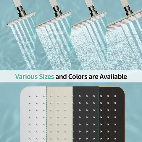 12 Inch Rain Shower Head High Pressure Rainfall Showerhead With Large Waterfall Flow Ultra Thin 2mm Panel in various colors