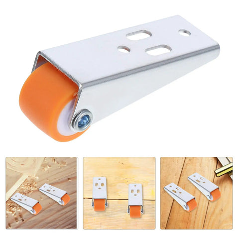 Heavy Duty Sliding Door Track Wheels Two Pack Nylon And Galvanized Steel Caster Rollers For Wooden Barn Wardrobe Doors moves smoothly, includes orange roller.