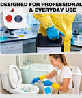 Hardcore Double Dipped Neoprene Rubber Chemical Gloves Built Like A Tank For Heavy Duty Acid Alkali Hazmat Protection Featuring Thick 28 Mil Construction during cleaning tasks.