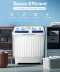 Badass Portable Washing Machine With Twin Tub Setup And Heavy Duty Spin Dryer Compact Laundry Center For Apartments Rv Dorms Goes Hard On Mess Total Game Changer For Small Spaces in a modern laundry setting.