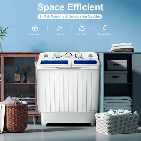 Badass Portable Washing Machine With Twin Tub Setup And Heavy Duty Spin Dryer Compact Laundry Center For Apartments Rv Dorms Goes Hard On Mess Total Game Changer For Small Spaces in a modern laundry setting.