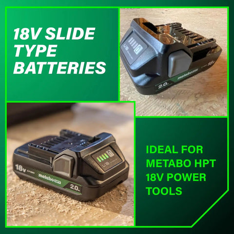 18V Lithium Ion Battery and Charger Kit With Two 2Ah Batteries Charge Indicators Lightweight Design Thirty Percent Longer Runtime Multiplex Protection Circuit Power Up Your 18V Cordless Slide Tools battery view