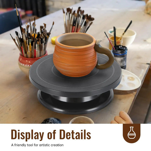 11 Inch Cake Turntable Spinner For Decorating And Pottery Craft By YLSURNY Compact All In One Spinning Wheel with clay mug