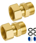2 Pack Garden Hose Swivel Connector Three Quarter Inch GHT, 360 Degree Brass Hose Fittings to Stop Twists and Kinks, Rustproof and Durable Leak Free Watering Accessory for Lawn and Garden, brass swivel fittings with washers