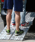 Portable Folding Loading Ramp For Trucks And Trailers Heavy Duty Aluminum And Steel Utility Ramp With Non Slip Surface
