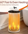 Heavy Duty Iron Adjustable Towel Warmer Stand No More Bending Over Elevates Towels Up To 9 Inches, showing heating mechanism