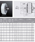 FZ Series Magnetic Particle Brake FZ2.5 To 400 Model diagram and specifications, industrial brakes and clutches, FZ200 Y color.