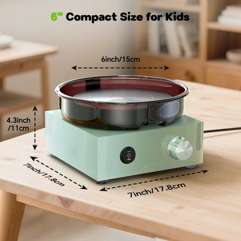 Alldeer mini pottery wheel kit with mint-green metal base and 6-inch turntable