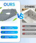 Comparison of Silicone Sink Mat 24.6 By 13 Inches No Slip Heat Resistant Kitchen Sink Protector For Stainless Steel Sinks Center Drain Grey 1 Pack Flexible Durable Easy To Clean and metal sink protector with pros and cons.