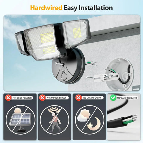 Freakin Bright 4 Head LED Flood Light With Switch Control 90W Heavy Duty Outdoor Security Spotlight IP66 Waterproof Garage And Patio Illumination 10000 Lumens Crisp Daylight White