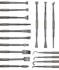 20 Piece Double Ended Pick And Hook Tool Set With Non Marring Scrapers And Pry Bars For Auto And Home Use, 40 Styles Displayed