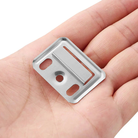 Heavy Duty Stainless Steel Wall Panel Clips 200 Pcs Hidden Backplate Fasteners in a hand, showing the metal mounting hardware design.