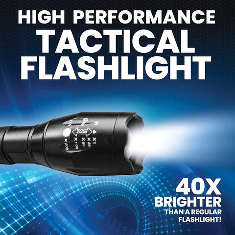 TacLight Bright LED Flashlight With Zoom 5 Modes 100000 Hour Bulb Water Resistant And Durable Mini Tactical Light 5.4 Inch Pocket Size