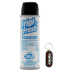 Frigi-Fresh Car AC Odor Eliminator Spray 5.5 oz with black cap and Motor God key chain