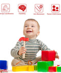 2 Pack Wooden Hammer Toys For Kids Safe Durable Realistic Simulation Hammers Ideal For Learning Pretend Play DIY Games Party Supplies Educational Tools For Children, child with red wooden hammer and blocks