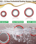 AC O Ring Kit 400 Piece Seal Washer Set for Your Ride, showing waterproof and rust-resistant properties, 12 size assortment