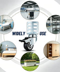 Top Shelf 8 Pack 2 Inch Black Swivel Caster Wheels With Side Mount Locking Brakes Heavy Duty Mobility for various uses