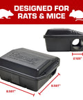 Rodent Station Trap Box with Four Bait Securing Rods and Security Key, dimensions 8.597" x 2.125", Indoor Outdoor Weather Resistant