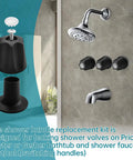 Matte Black 3 Piece Shower Knob Replacement Kit For Price Pfister And Gerber Faucets components with faucet handle and shower head.