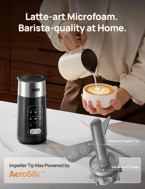 Milk Frother With 8 In 1 Functionality For Latte Art, Microfoam And Coffee, Stainless Electric Frother, 9oz 270ml For Warm And Cold Foam