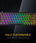 Ultra Responsive 8000Hz Hall Effect Gaming Keyboard With Raesha Silent Magnetic Switches, RGB lighting, ANSI US layout, top view