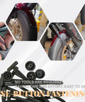 Universal Nylon Cable Tie Buckles used on car fender for quick auto repairs, self-locking zip ties in 20, 50, and 100 pack.