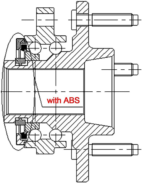Diagram of Front Right Wheel Hub And Bearing Assembly With ABS For Chevrolet Colorado 2004 2008 2WD GMC Canyon 2004 2008 2WD And Isuzu I 370 2007 2008 6 Bolt Lug
