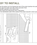 Illustration showing installation steps for Heavy Duty Sliding Screen Door Handle Kit Replacement for A Series Hinged and Sliding Patio Doors 1982 to Present