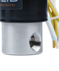 Close-up of One Quarter Inch Stainless Steel Electric Solenoid Valve 110VAC Normally Closed With Viton Seals Built Tough