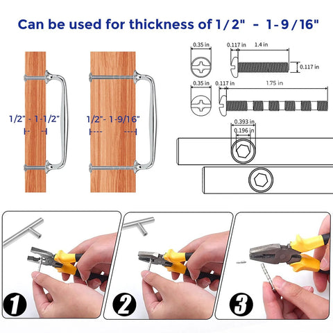 Installation guide for 5 Pack 5 Inch Polished Chrome Kitchen Cabinet Handles Solid Zinc Alloy Cupboard and Drawer Pulls with screws