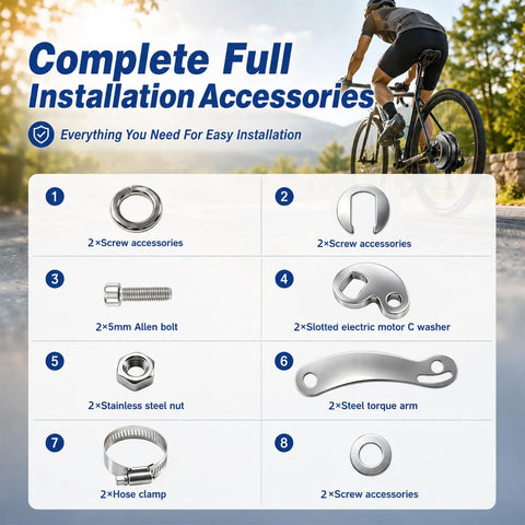 Two Pack Universal M16 Torque Arm Conversion Kit For E Bike Hub Motor Installations Front Or Rear Heavy Duty Bike Maintenance Tool For Adult Electric Bicycles Includes 86mm Arm 16x10mm Clamp Openings 3mm Arm Thickness, stainless steel parts