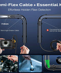 Endoscope Camera With Light 1920P HD Borescope Inspection Camera showing semi-rigid snake cable for pipes and automotive use.