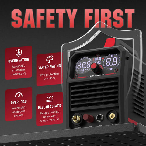 Front view of Plasma Cutter With Non High Frequency Non Touch Pilot Arc 55 Amp Dual Voltage 110 And 220V Large Digital Display